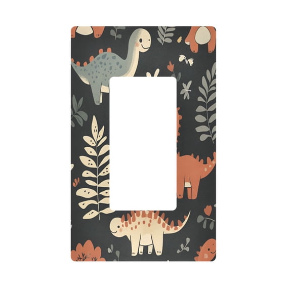 Yayeee Rocker Switch Wall Plate 1-Gang 4.6"x2.9" Home Decorative Outlet Cover, Gray Dinosaur