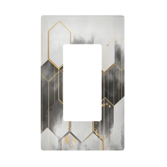 Yayeee Rocker Switch Wall Plate 1-Gang 4.6"x2.9" Home Decorative Outlet Cover, Gray Hexagons