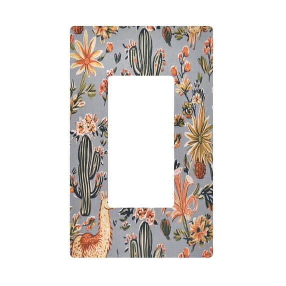 Yayeee Rocker Switch Wall Plate 1-Gang 4.6"x2.9" Home Decorative Outlet Cover, Gray Llama Pattern