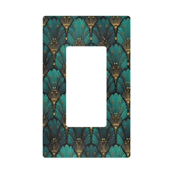 Yayeee Rocker Switch Wall Plate 1-Gang 4.6"x2.9" Home Decorative Outlet Cover, Green Art Abstract Pattern