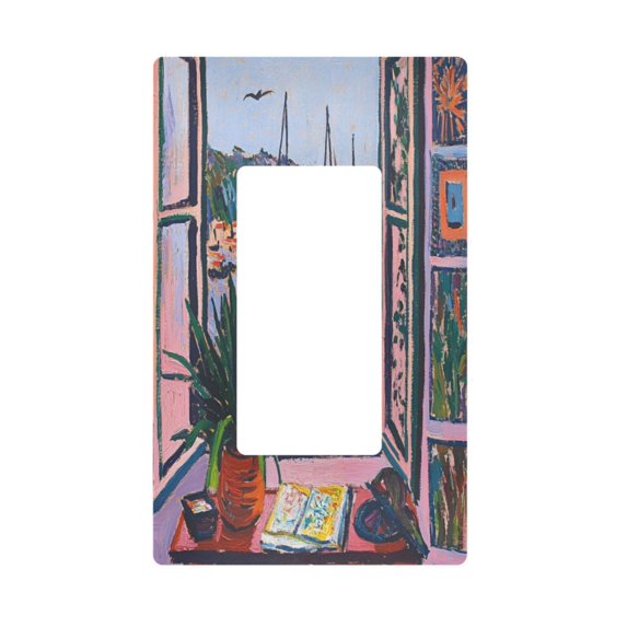 Yayeee Rocker Switch Wall Plate 1-Gang 4.6"x2.9" Home Decorative Outlet Cover, Green Boat