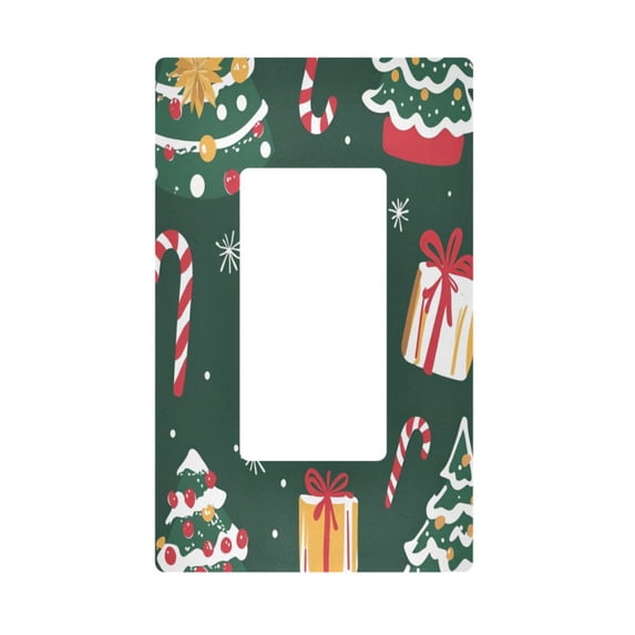 Yayeee Rocker Switch Wall Plate 1-Gang 4.6"x2.9" Home Decorative Outlet Cover, Green Christmas Gingerbread