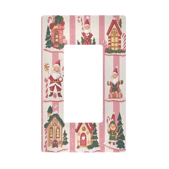 Yayeee Rocker Switch Wall Plate 1-Gang 4.6"x2.9" Home Decorative Outlet Cover, Green Christmas Houses