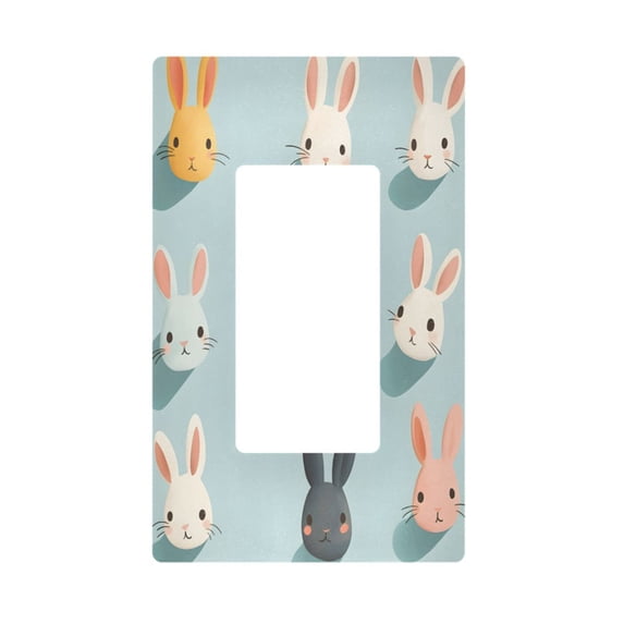 Yayeee Rocker Switch Wall Plate 1-Gang 4.6"x2.9" Home Decorative Outlet Cover, Green Cute Rabbits