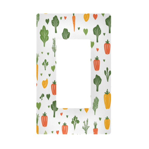 Yayeee Rocker Switch Wall Plate 1-Gang 4.6"x2.9" Home Decorative Outlet Cover, Green Cute Vegetables