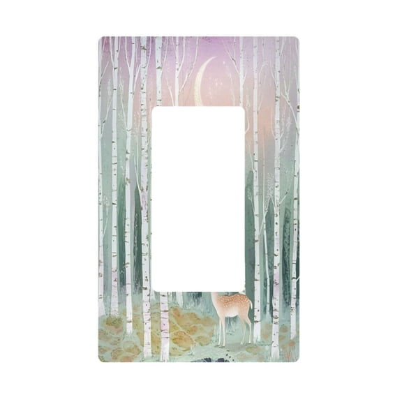 Yayeee Rocker Switch Wall Plate 1-Gang 4.6"x2.9" Home Decorative Outlet Cover, Green Deer