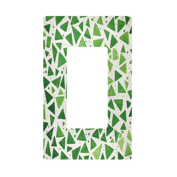Yayeee Rocker Switch Wall Plate 1-Gang 4.6"x2.9" Home Decorative Outlet Cover, Green Dot Triangles Pattern