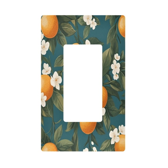 Yayeee Rocker Switch Wall Plate 1-Gang 4.6"x2.9" Home Decorative Outlet Cover, Green Floral Orange