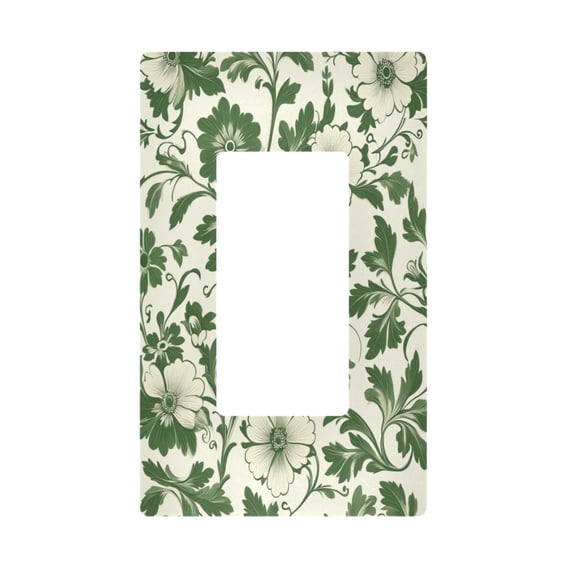 Yayeee Rocker Switch Wall Plate 1-Gang 4.6"x2.9" Home Decorative Outlet Cover, Green Floral