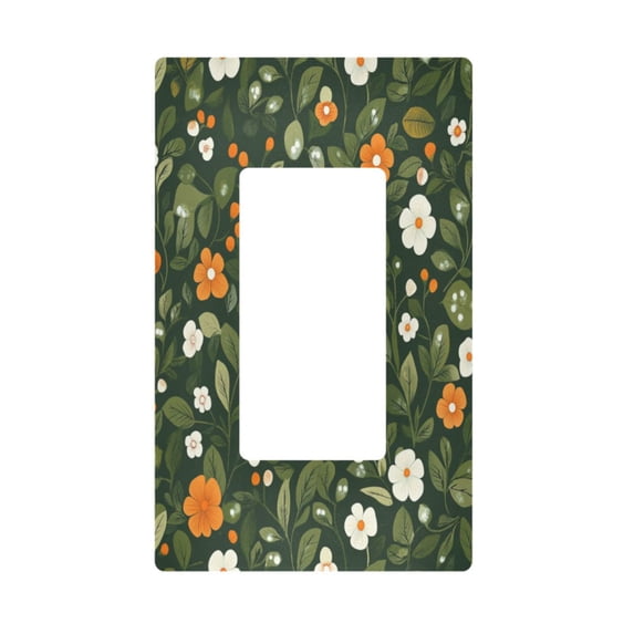 Yayeee Rocker Switch Wall Plate 1-Gang 4.6"x2.9" Home Decorative Outlet Cover, Green Flowers Pattern