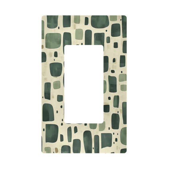 Yayeee Rocker Switch Wall Plate 1-Gang 4.6"x2.9" Home Decorative Outlet Cover, Green Geometric