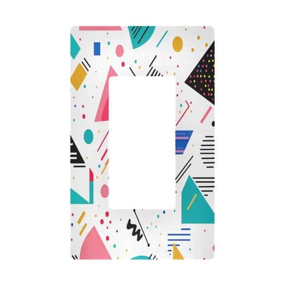 Yayeee Rocker Switch Wall Plate 1-Gang 4.6"x2.9" Home Decorative Outlet Cover, Green Retro Triangles