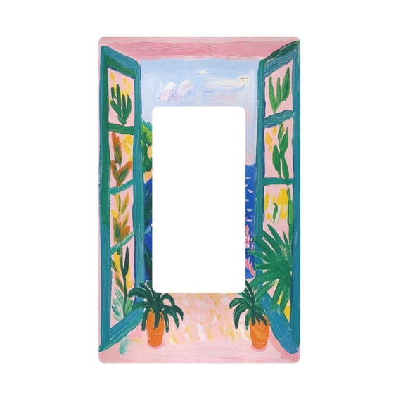 Yayeee Rocker Switch Wall Plate 1-Gang 4.6"x2.9" Home Decorative Outlet Cover, Green Seaside