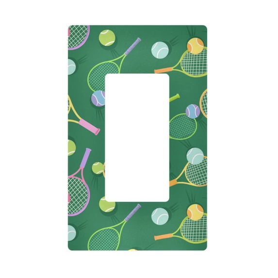 Yayeee Rocker Switch Wall Plate 1-Gang 4.6"x2.9" Home Decorative Outlet Cover, Green Tennis Pattern