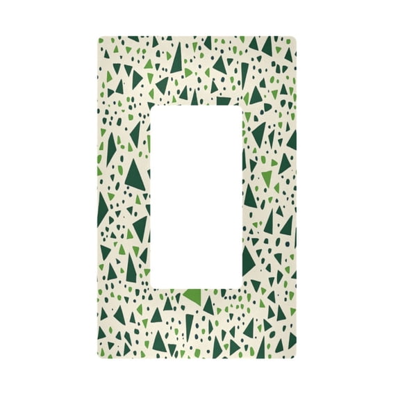 Yayeee Rocker Switch Wall Plate 1-Gang 4.6"x2.9" Home Decorative Outlet Cover, Green Triangles Pattern