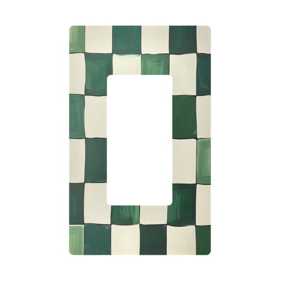 Yayeee Rocker Switch Wall Plate 1-Gang 4.6"x2.9" Home Decorative Outlet Cover, Green and White Plaid Pattern