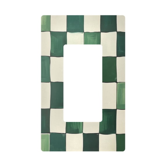 Yayeee Rocker Switch Wall Plate 1-Gang 4.6"x2.9" Home Decorative Outlet Cover, Green and White Plaid Pattern