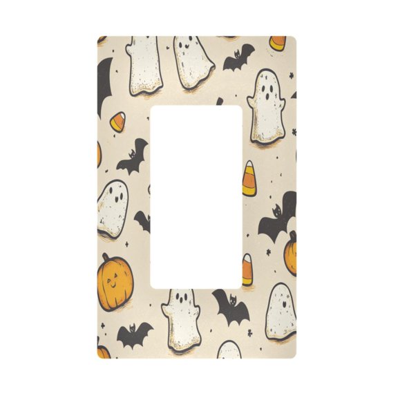 Yayeee Rocker Switch Wall Plate 1-Gang 4.6"x2.9" Home Decorative Outlet Cover, Halloween Cute Ghosts