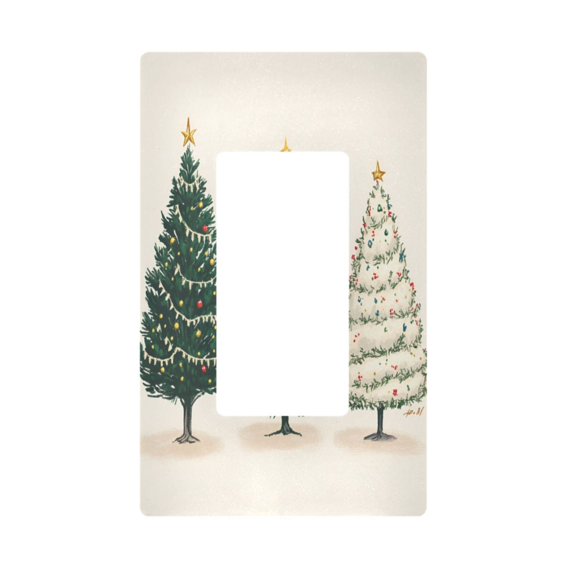 Yayeee Rocker Switch Wall Plate 1-Gang 4.6"x2.9" Home Decorative Outlet Cover, Hand Drawn Christmas