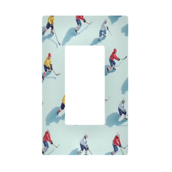 Yayeee Rocker Switch Wall Plate 1-Gang 4.6"x2.9" Home Decorative Outlet Cover, Ice Hockey