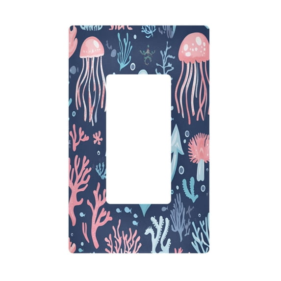Yayeee Rocker Switch Wall Plate 1-Gang 4.6"x2.9" Home Decorative Outlet Cover, Light Blue Anchor