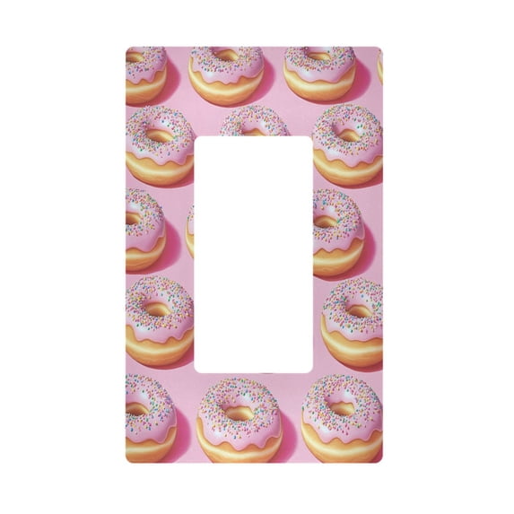 Yayeee Rocker Switch Wall Plate 1-Gang 4.6"x2.9" Home Decorative Outlet Cover, Light Pink Doughnuts