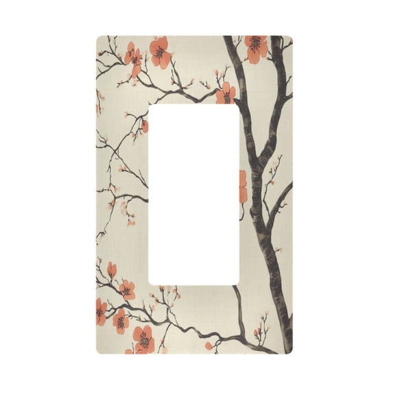 Yayeee Rocker Switch Wall Plate 1-Gang 4.6"x2.9" Home Decorative Outlet Cover, Light Red Flowers