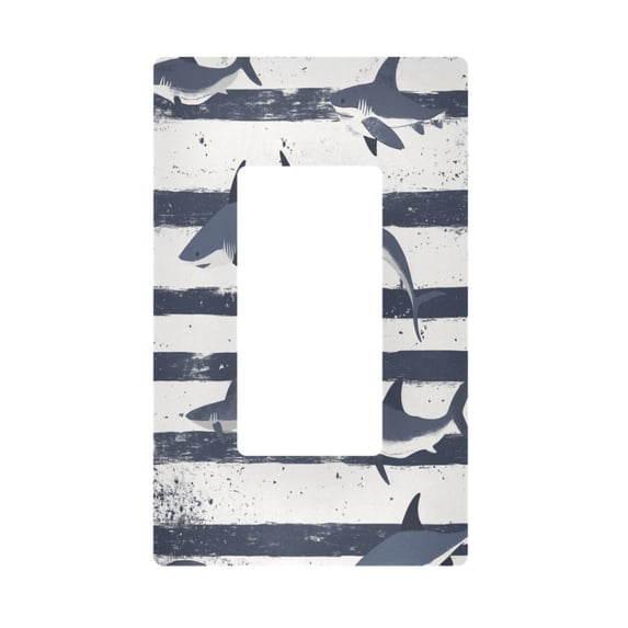 Yayeee Rocker Switch Wall Plate 1-Gang 4.6"x2.9" Home Decorative Outlet Cover, Light Sharks