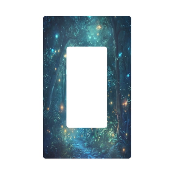 Yayeee Rocker Switch Wall Plate 1-Gang 4.6"x2.9" Home Decorative Outlet Cover, Magical Forest Glowing Lights