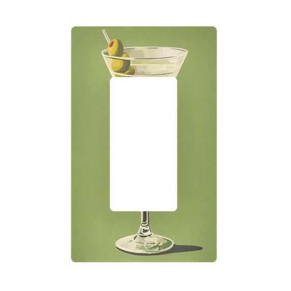 Yayeee Rocker Switch Wall Plate 1-Gang 4.6"x2.9" Home Decorative Outlet Cover, Martini with Olive