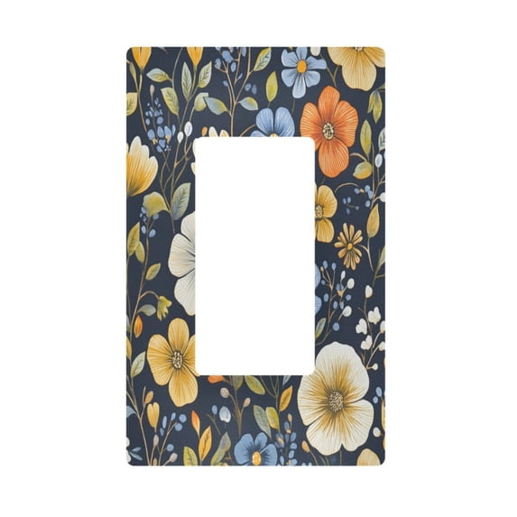 Yayeee Rocker Switch Wall Plate 1-Gang 4.6"x2.9" Home Decorative Outlet Cover, Navy Floral Pattern