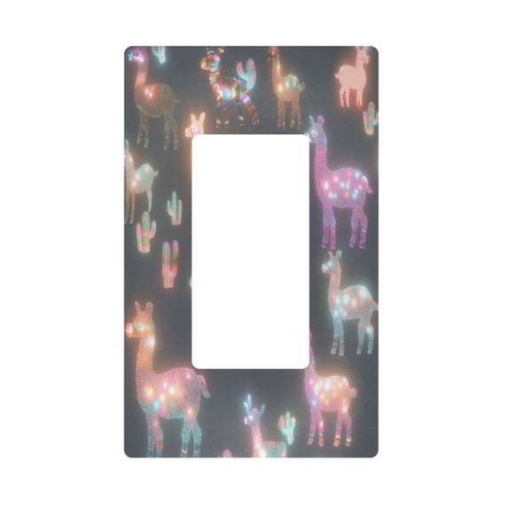 Yayeee Rocker Switch Wall Plate 1-Gang 4.6"x2.9" Home Decorative Outlet Cover, Neon Llamas Pattern