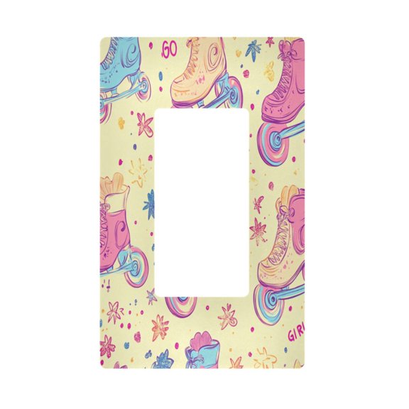 Yayeee Rocker Switch Wall Plate 1-Gang 4.6"x2.9" Home Decorative Outlet Cover, Neon Skates