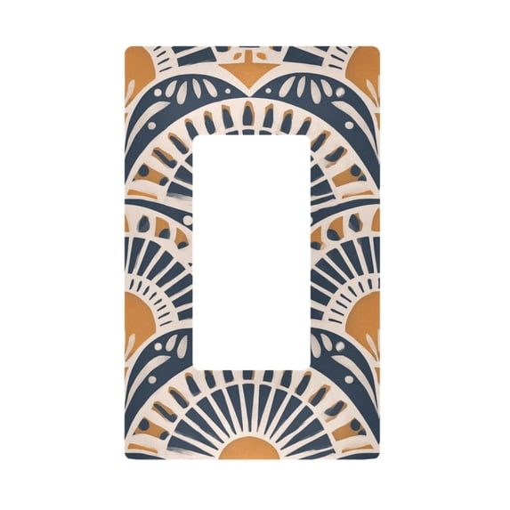 Yayeee Rocker Switch Wall Plate 1-Gang 4.6"x2.9" Home Decorative Outlet Cover, Orange Art Pattern