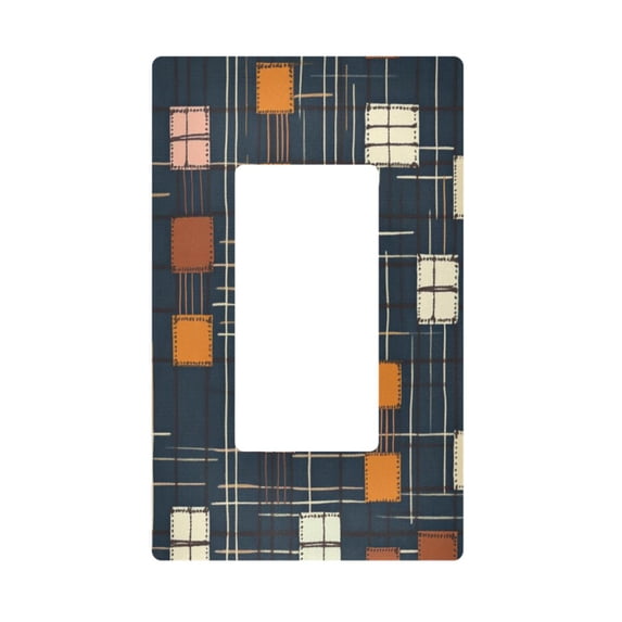 Yayeee Rocker Switch Wall Plate 1-Gang 4.6"x2.9" Home Decorative Outlet Cover, Orange Checkered Pattern