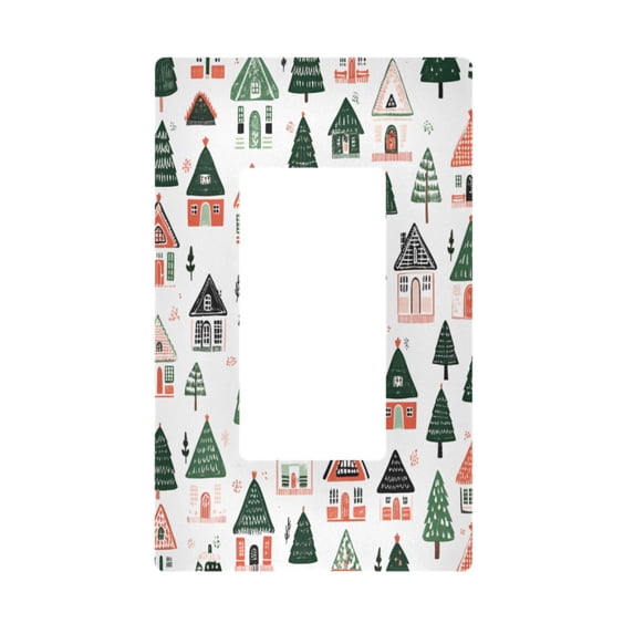 Yayeee Rocker Switch Wall Plate 1-Gang 4.6"x2.9" Home Decorative Outlet Cover, Orange Christmas House