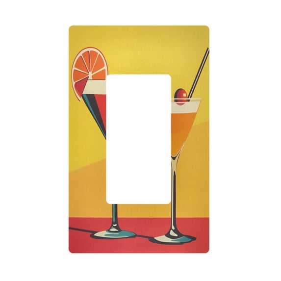 Yayeee Rocker Switch Wall Plate 1-Gang 4.6"x2.9" Home Decorative Outlet Cover, Orange Cocktails