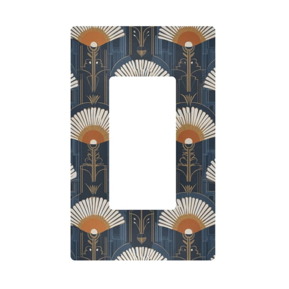 Yayeee Rocker Switch Wall Plate 1-Gang 4.6"x2.9" Home Decorative Outlet Cover, Orange Elegant Geometric