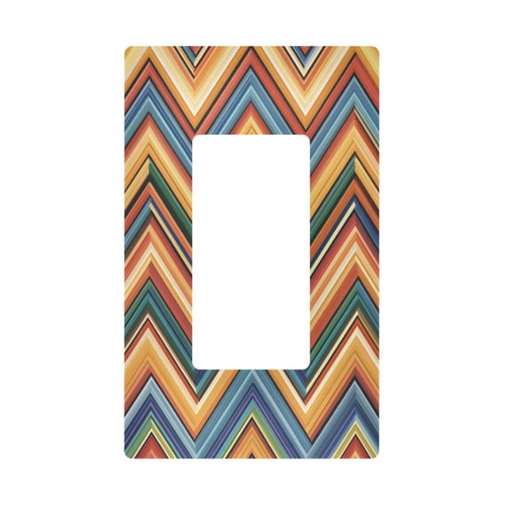 Yayeee Rocker Switch Wall Plate 1-Gang 4.6"x2.9" Home Decorative Outlet Cover, Orange Geometric