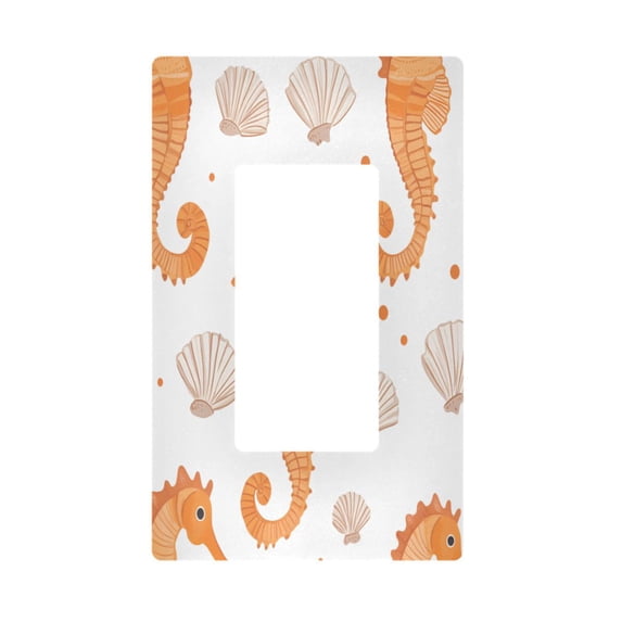 Yayeee Rocker Switch Wall Plate 1-Gang 4.6"x2.9" Home Decorative Outlet Cover, Orange Seahorse
