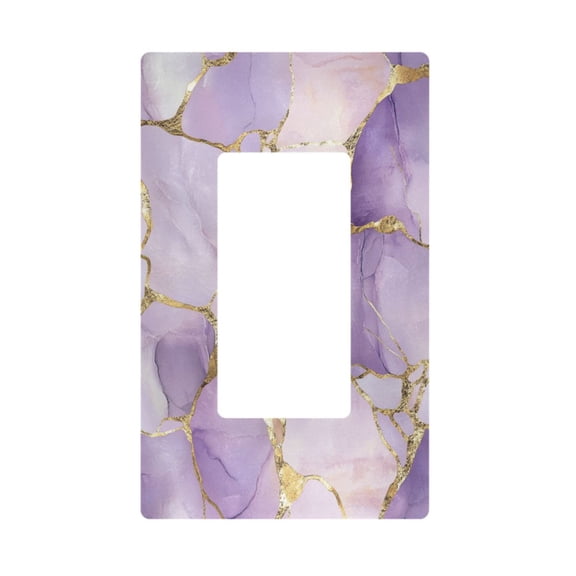 Yayeee Rocker Switch Wall Plate 1-Gang 4.6"x2.9" Home Decorative Outlet Cover, Pastel Purple Marble Pattern