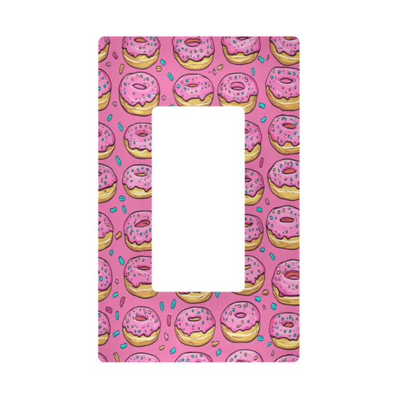 Yayeee Rocker Switch Wall Plate 1-Gang 4.6"x2.9" Home Decorative Outlet Cover, Pink Doughnuts
