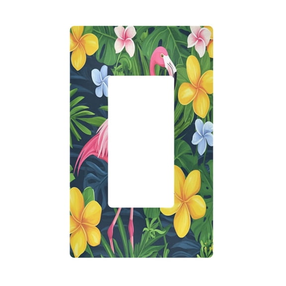Yayeee Rocker Switch Wall Plate 1-Gang 4.6"x2.9" Home Decorative Outlet Cover, Pink Flamingo Pattern
