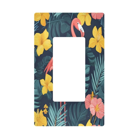 Yayeee Rocker Switch Wall Plate 1-Gang 4.6"x2.9" Home Decorative Outlet Cover, Pink Floral Flamingo