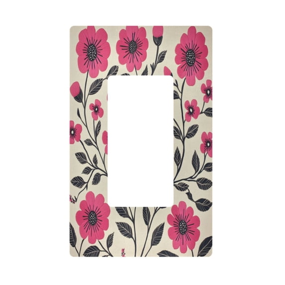 Yayeee Rocker Switch Wall Plate 1-Gang 4.6"x2.9" Home Decorative Outlet Cover, Pink Flowers