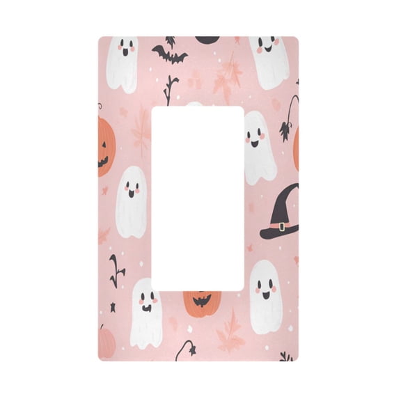 Yayeee Rocker Switch Wall Plate 1-Gang 4.6"x2.9" Home Decorative Outlet Cover, Pink Halloween Ghosts