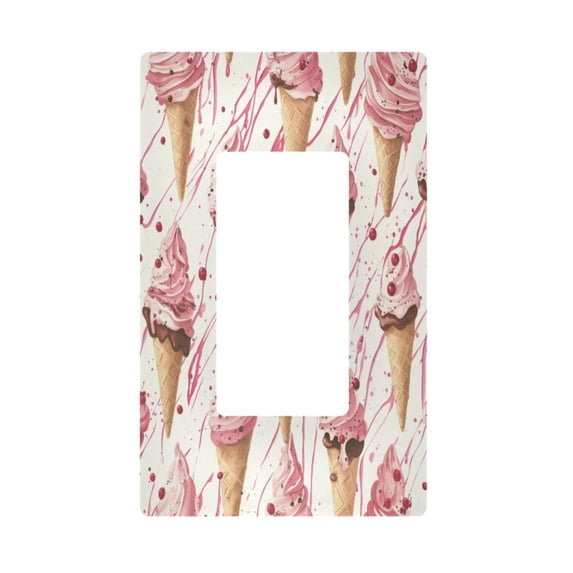 Yayeee Rocker Switch Wall Plate 1-Gang 4.6"x2.9" Home Decorative Outlet Cover, Pink Ice Cream Pattern