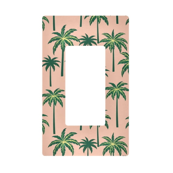 Yayeee Rocker Switch Wall Plate 1-Gang 4.6"x2.9" Home Decorative Outlet Cover, Pink Palm Trees