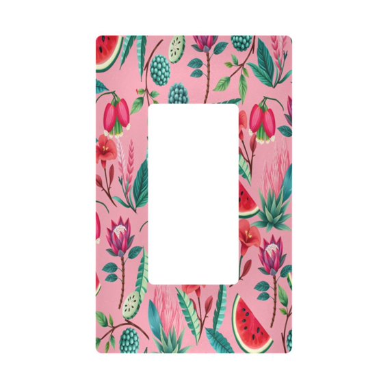 Yayeee Rocker Switch Wall Plate 1-Gang 4.6"x2.9" Home Decorative Outlet Cover, Pink Tropical Pattern