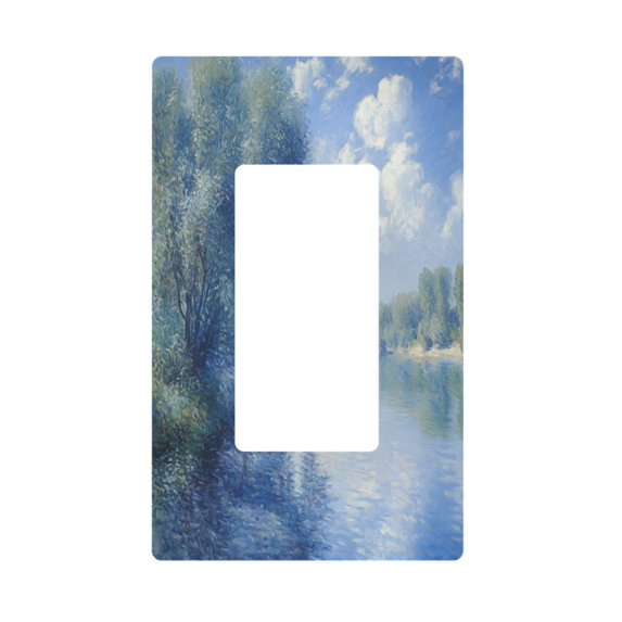 Yayeee Rocker Switch Wall Plate 1-Gang 4.6"x2.9" Home Decorative Outlet Cover, Plants and River